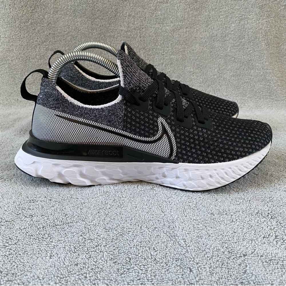 Nike React Infinity Run Flyknit Shoes Athletic Sneaker CD4372-012 Black White W9